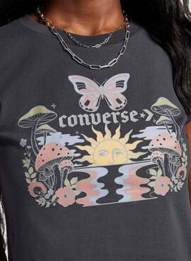 T-Shirt Converse Blooming Skate Grau für Damen.