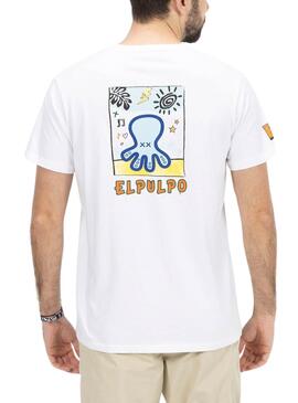 T-Shirt Der Pulpo Künstlerisch Bedruckt Weiß Herren