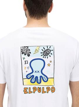 T-Shirt Der Pulpo Künstlerisch Bedruckt Weiß Herren