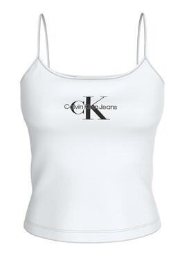 T-Shirt Calvin Klein Monologo Strappy Weiß Damen