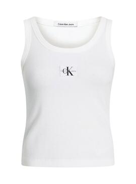 T-Shirt Calvin Klein Woven Label Weiß Damen