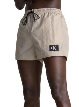 Kurze Badehose Calvin Klein Drawstring Beige Herren