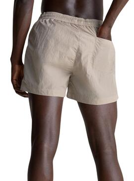 Kurze Badehose Calvin Klein Drawstring Beige Herren