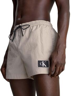 Kurze Badehose Calvin Klein Drawstring Beige Herren