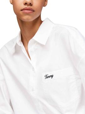 Bluse Tommy Jeans Script Weiß für Damen