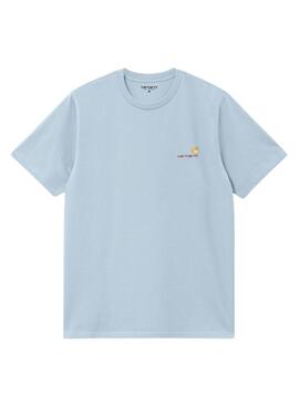 T-shirt Carhartt Script Light Blue für Herren