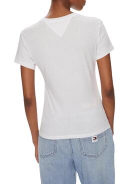 T-Shirt Tommy Jeans Slim Logo Weiß für Damen