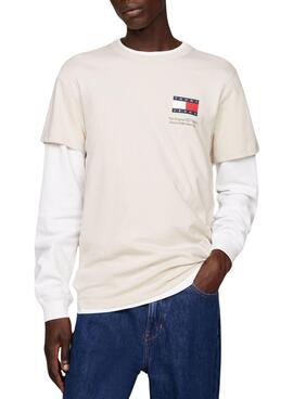 T-Shirt Tommy Jeans Slim Flag Beige für Herren