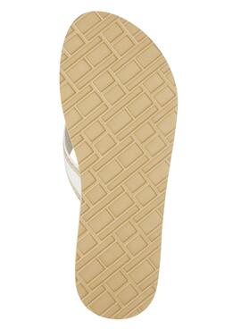 Sandalen Tommy Hilfiger mit metallisiertem Logo in Beige.