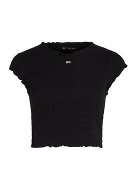 T-shirt Tommy Jeans Slim Smock Schwarz für Damen.