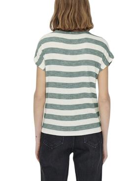 T-shirt Only Lira Life grün gestreift für Damen.