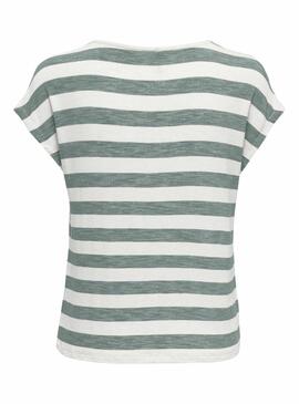 T-shirt Only Lira Life grün gestreift für Damen.