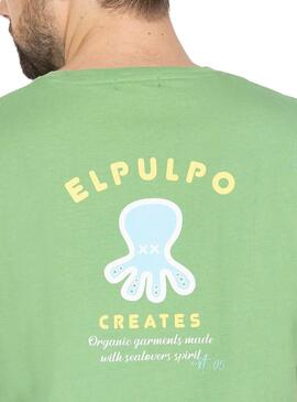 T-Shirt Der Octopus Bedruckte Grüne Herren Nachricht