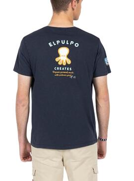 T-Shirt Der Octopus Bedruckte Blue Message Man