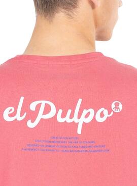 T-Shirt Der Oktopus Bedruckter Text Rot Rosa