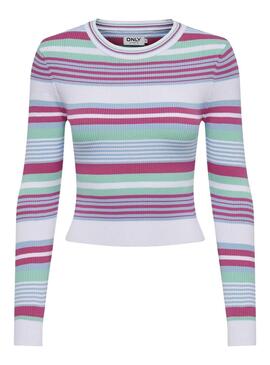 Pullover Nur Meleka Gestreiftes Crop-Top Rosa für Damen