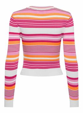 Jersey Only Meleka Cropped Stripe Rosa für Frauen