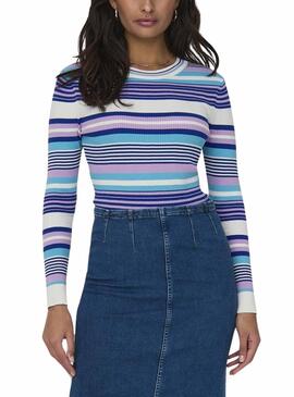 Jersey Only Meleka Cropped Stripe Violeta Damen