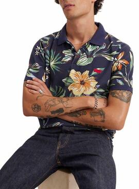 Polo Levis Housemark Blumen Marineblau für Herren