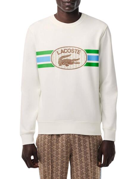 Sweatshirt Lacoste Monogramm Beige für Herren