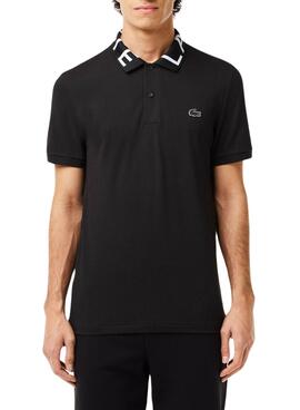 Polo Lacoste Movement Jacquard-Kragen Schwarz Herren