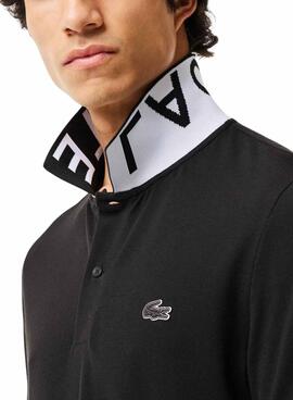 Polo Lacoste Movement Jacquard-Kragen Schwarz Herren