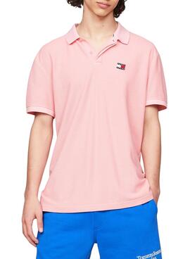 Polo Tommy Jeans Reg Badge Rosa für Herren