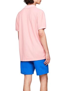 Polo Tommy Jeans Reg Badge Rosa für Herren