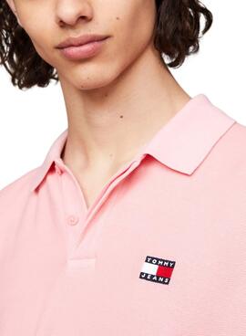 Polo Tommy Jeans Reg Badge Rosa für Herren