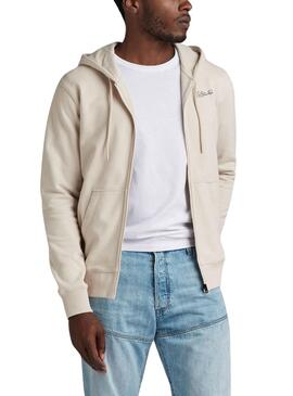 Sweatshirt G-Star Back Zip Through Beige für Herren.