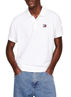 Polo Tommy Jeans Badge Regular Weiß für Herren