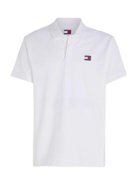 Polo Tommy Jeans Badge Regular Weiß für Herren