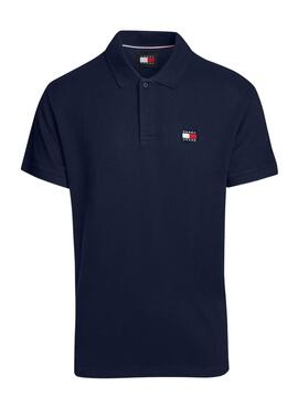 Polo Tommy Jeans Badge Regular Marineblau für Herren