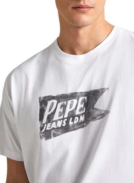 T-Shirt Pepe Jeans Single Cardiff Weiß Herren