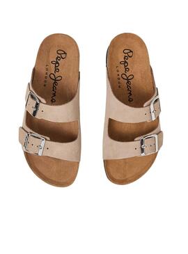 Sandalen Pepe Jeans Oban Suede Beige für Damen