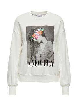 Sweatshirt Only Hanna Weiß für Damen