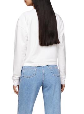 Sweatshirt Tommy Jeans Essential Logo Weiß Damen