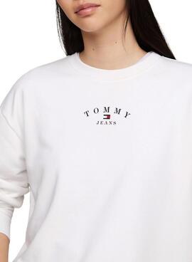 Sweatshirt Tommy Jeans Essential Logo Weiß Damen