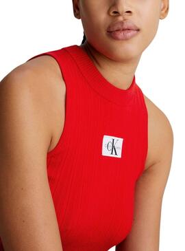 Top Calvin Klein Label Tank Rot für Damen