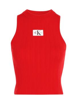 Top Calvin Klein Label Tank Rot für Damen