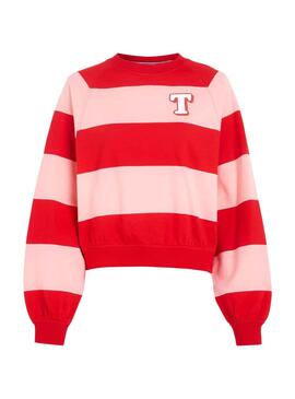 Sweatshirt Tommy Jeans Letterman Rot für Damen