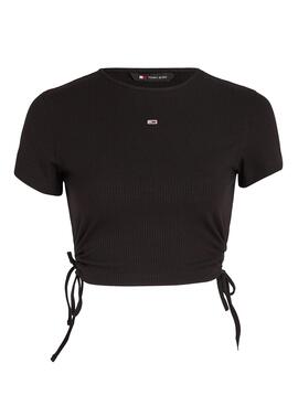 Top Tommy Jeans Crop mit Raffung in Schwarz für Damen