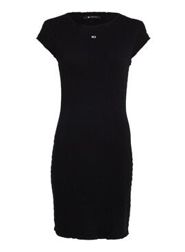 Kleid Tommy Jeans Bodycon gerafft Schwarz