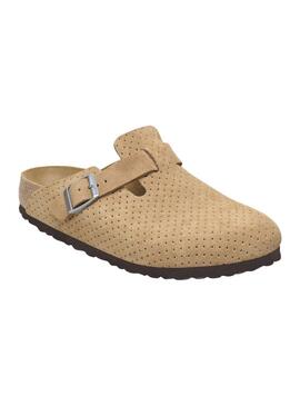 Birkenstock Boston Perforated Camel Clogs