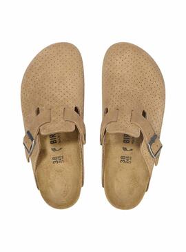 Birkenstock Boston Perforated Camel Clogs