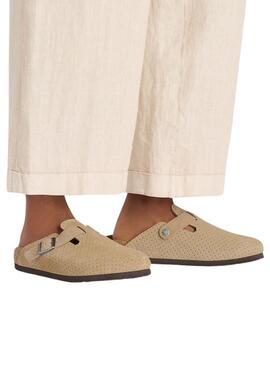 Birkenstock Boston Perforated Camel Clogs