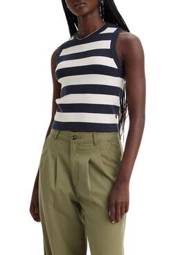 Top Levis Ocean Tank Stripe Marine für Damen