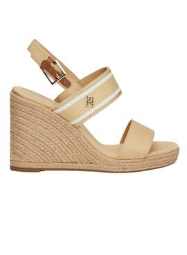 Sandalen Tommy Hilfiger Webbing High Wedge Beige Damen