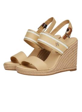 Sandalen Tommy Hilfiger Webbing High Wedge Beige Damen