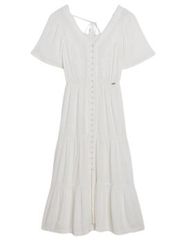 Kleid Superdry bestickt Weiß für Damen